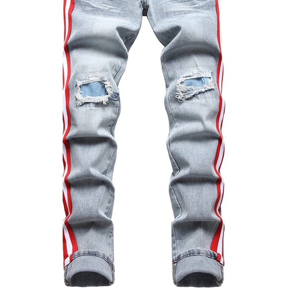 New Mens Ripped and Patched Skinny Jeans Multiple Sizes - Picture 2 of 3